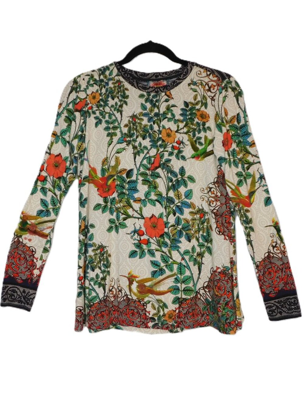 Johnny Was The Janie Favorite Long Sleeve Crew Neck Swing Tee | Boho | EUC | XS